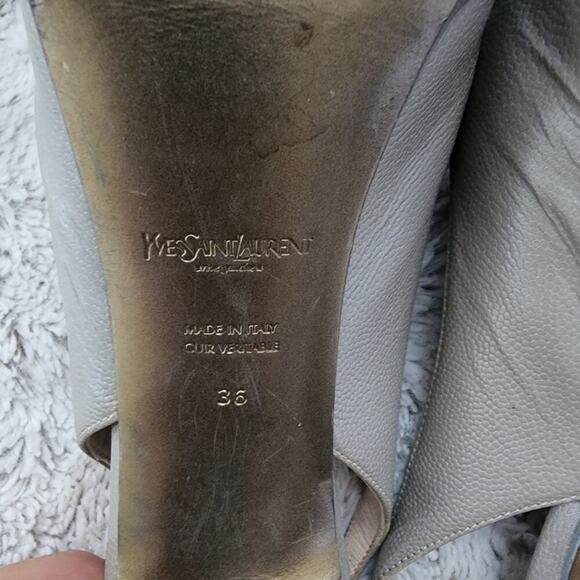 YVES SAINT LAURENT LEATHER GRAY PLATFORM HEEL SIZE 36 (6) - Picture 14 of 14